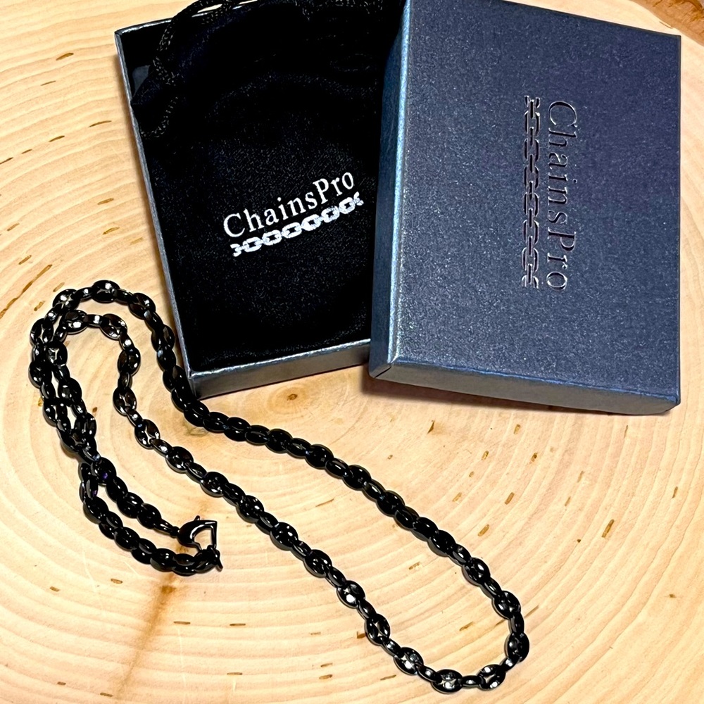 ChainsPro black chain necklace 18” NIB